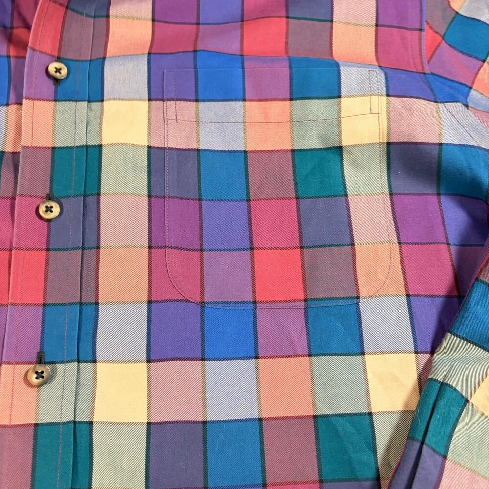 Paul Fredrick Mens jewel toned check long sleeve shirt. Size LT. career, office - Picture 3 of 4
